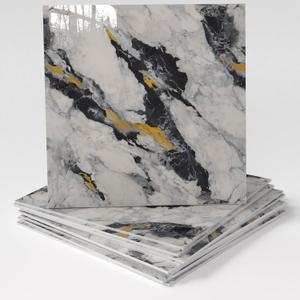 20-Pack Peel and Stick NoirGold Stone Marble Tiles (11.8" x 11.8")  19.4 Sq. Ft. Waterproof PVC Shower & Backsplash Tiles for Bathroom, Kitchen, and Living Room  Self-Adhesive, Easy Installation