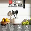 2 x DI ORO Silicone Spoons for Cooking - Large Kitchen Spoons for Mixing, Serving, & Stirring - 600°F Heat-Resistant Non Stick Utensils – Big Solid & Slotted - Dishwasher Safe (2pc, Black)