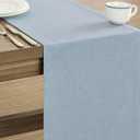 ZeeMart Basic Linen Style Table Runner, 14 x 108 Inch Blue Chambray, Rustic Farmhouse Light Dusty Blue Table Runners 108 Inches Long, Everyday Polyester Table Runner - Machine Washable & Easy Care