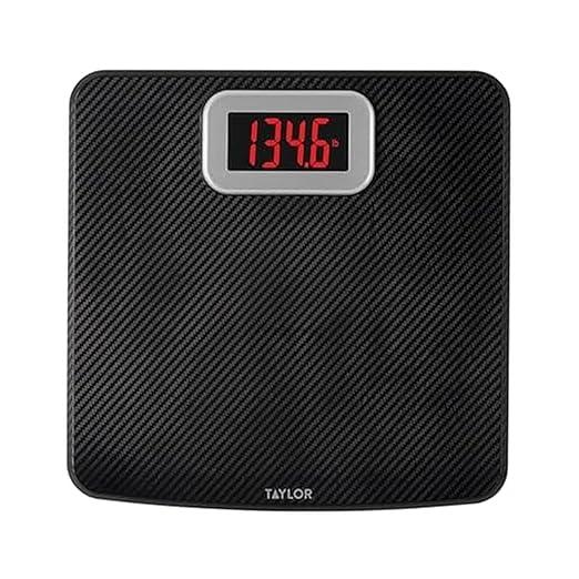 Taylor Digital Scales, 400 LB Capacity, Carbon Fiber Anti-slip Mat, 11.8 x 11.8 Inches, Black