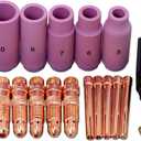RIVERWELD TIG Collet Bodies and Alumina Nozzle Ceramic Cups 10N Series TIG Back Caps 57Y02 57Y03 57Y04 Assorted Size for QQ300 PTA DB SR WP 17 18 26 TIG Welding Torch 18pcs