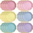 72 Pcs Pastel Paper Plates 9 Inch Colorful Rainbow Gradient Scalloped Paper Disposable Dinner Dessert Plates for Birthday Wedding Bridal Party Supplies, 6 Colors