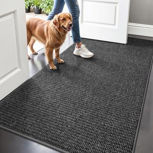 LUMI Ultra Thin Door Mat Indoor Entrance, Washable Entryway Mat with Non Slip Rubber Backing, Stain&Fade Resistant Doormat for Floor, Hallway, Porch, 32"x47", Grey Dot