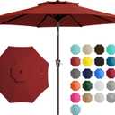 JEAREY 9 ft 2-Tiers Patio Umbrellas Outdoor Table Market Umbrella w/Push Button Tilt/Crank, 8 Sturdy Ribs, UV Protection Waterproof Sunproof(Red)
