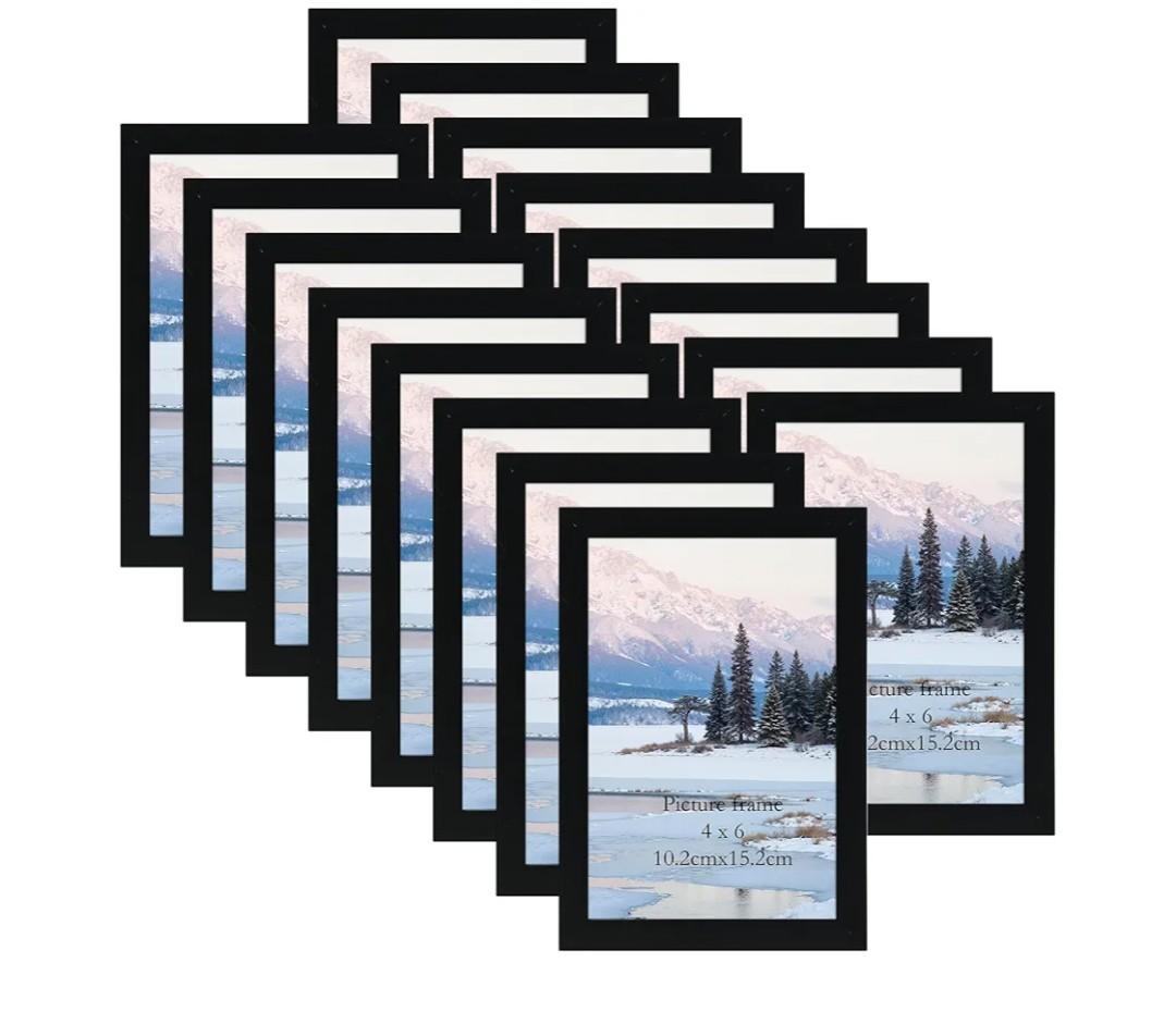 Giftgarden 4x6 Picture Frame Black Set of 16, Lightweight 4 by 6 Photo Frames Bulk for Family, Office, Living room Wall Hanging and Tabletop Display