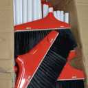 WILLBOND Set of 8 Broom and Dustpan Set Long Handle Broom with Upright Standing Dustpan Broom with Dustpan Combo Set Dust Pan with Long Handle for Lobby Kitchen Office Floor Outdoor Cleaning (Red)
