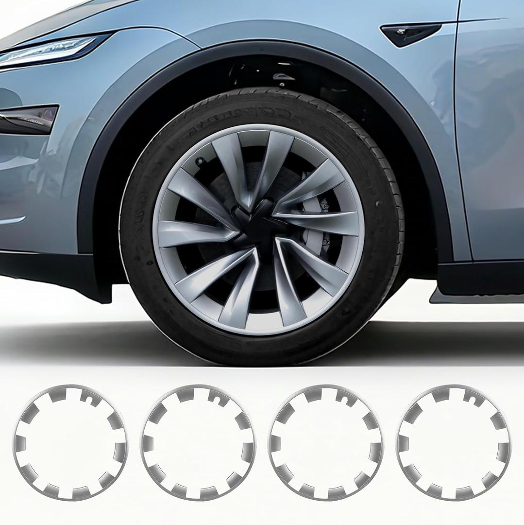 Rim Protectors for Tesla Model Y Juniper 2025-2026 - 4PCS 20" Helix Wheel Rim Covers, Anti-Curb Rash Protective Rim Covers, Silver Rim Protector for Tesla Model Y 2026