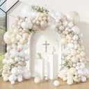 Amandir 173 Pcs Pearl White Balloon Arch Garland Kit, Double-Stuffed Pearl Ivory White Sand Clear Baptism Balloons for Wedding Bridal Shower Engagement First Communion Birthday Party Decorations