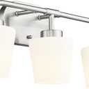 Bathroom Light Fixtures Over Mirror, 3-Light Brushed Nickel Vanity Lighting Fixtures with Milk White Glass, Vintage Farmhouse Wall Sconces Lighting, AD-22004-3W-SN (Nickel, Milk White Glass)