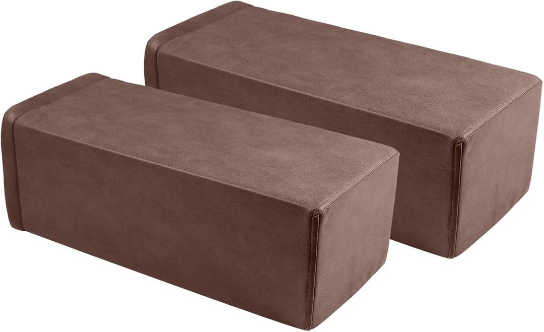 2 Pack Couch Arm Rest Pillow, 8''x8''x20'' Faux Leather Waterproof Cover, High Density Foam Armrest Cushion, Removable & Washable Elbow Support for Sofa, Bed, and Armchair (Dark Brown) (7.9x7.9x19.7 IN)