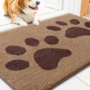 Dog Door Mat for Muddy Paws 30x20, Dirt Trapper Non Slip Washable Indoor Doormats, Absorbent Entryway Carpet for Inside Floor, Beige