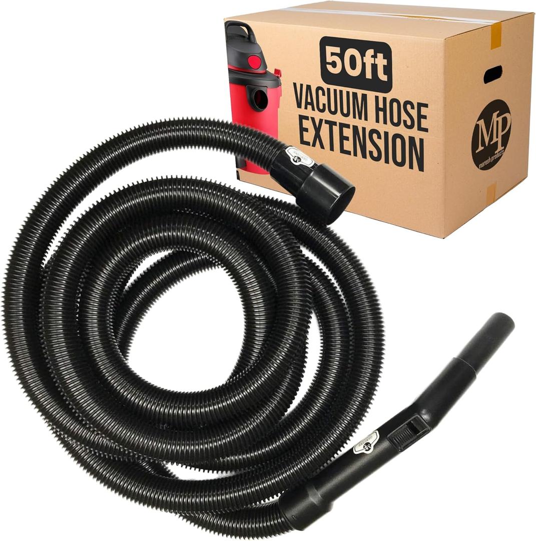 MP Maresh Products Compatible Replacement for Shop Vac & Ridgid Style Wet Dry Vacuum Cleaner Crushproof Industrial Commercial Grade Extension Hose w/Air Suction Control, Length 50 Foot by 1-1/4 inch (50 Foot Hose)