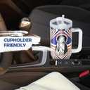 Birthday Gifts for Women - 40oz Tumbler with American Flag 1 Pack, Virgin Mary and Statue of Liberty, Insulated Steel USA Coffee Mug with Handle & Lid for 4th of July