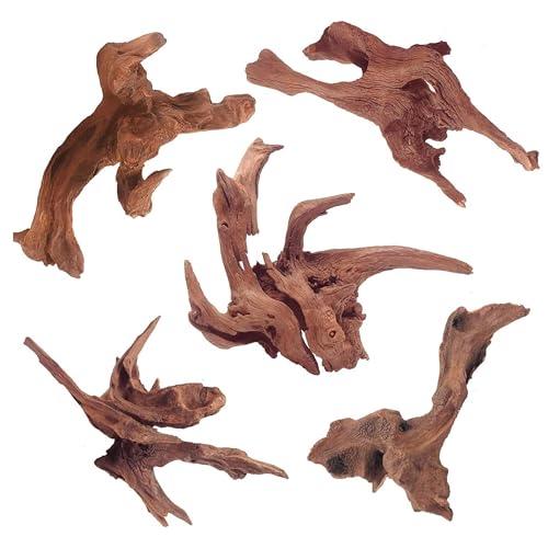 WDEFUN Natural Driftwood for Aquarium Decor,4 Piece 5''-8'' Large Driftwood for Decorations on Fish Tank, Reptiles Bearded Dragon Accessories or Air Plants