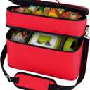 DDgro Storage Bag for Toniebox 2 Starter Set, Carrying Case Organizer for Tonies Figurines, Audio Player Box, Charger & Headphone, Bag Only (Large, Red)