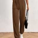 PRETTYGARDEN Women's Pants Dressy Casual 2025 Fall Elastic High Waisted Work Office Corduroy Trouser Slacks with Pockets (Brown)