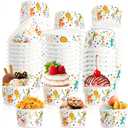 80 Pack 9 oz Animal Parade Party Ice Cream Cups Disposable Paper Dessert Snack Bowls for Hot or Cold Food Treat for Frozen Yogurt Candy Soup Birthday Baby Shower Zoo Themed Party