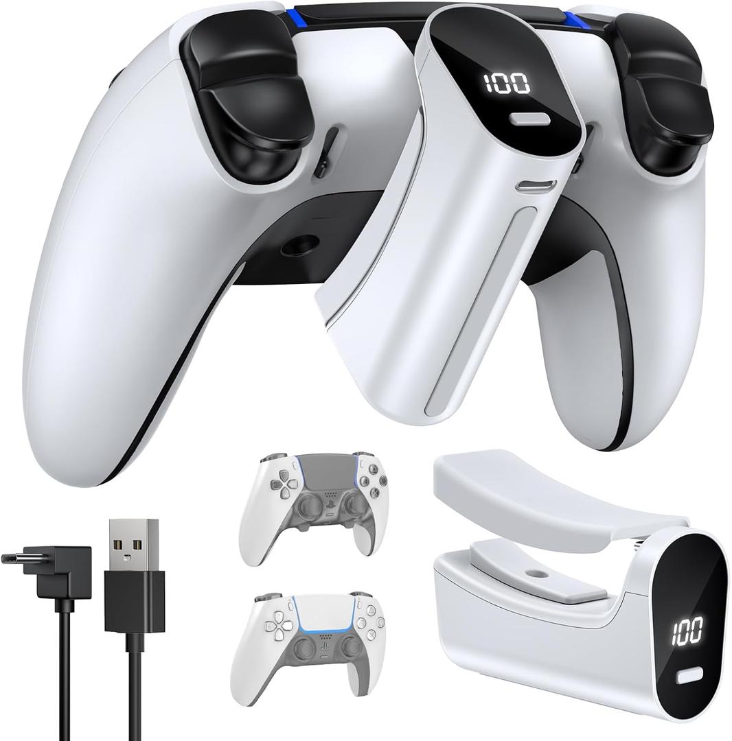 YUANHOT LED Indicator Rechargeable Battery Pack for PS5 and PS5 Edge Controller, 7400mWh Battery Extender for PlayStation 5 and PlayStation Elite Controller, Play and Charge Kit for PS5 Accessories