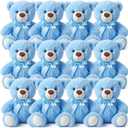 Blueweenly 12 Pack Bear Stuffed Animals Bulk 10 Inch for Baby Shower Decorations Plush Toys Bear Party Favors Table Centerpiece Birthday Christmas Valentine's Gifts (Blue)