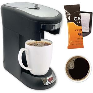 Caf Valet Single Serve Coffee Maker, Brews 10 Ounces of Coffee or Hot Water, Compatible with Caf Valet Coffee Packs