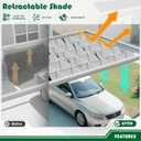4'x16' Retractable Pergola Canopy Shade Cover UV Block Replacement Shade Cloth Outdoor Breathable Wave Sunshade Sails with Wire Cables for Deck Porch Garage Backyard Beach, Light Gray