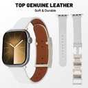 Leather Magnetic Bands Compatible with Apple Watch 11/10/9/8/7/6/5/4/3/2/1/SE/SE2/Ultra, Women Men Wristbands for iWatch 49mm/46mm/45mm/44mm/42mm/41mm/40mm/38mm (White+ Starlight Buckle)