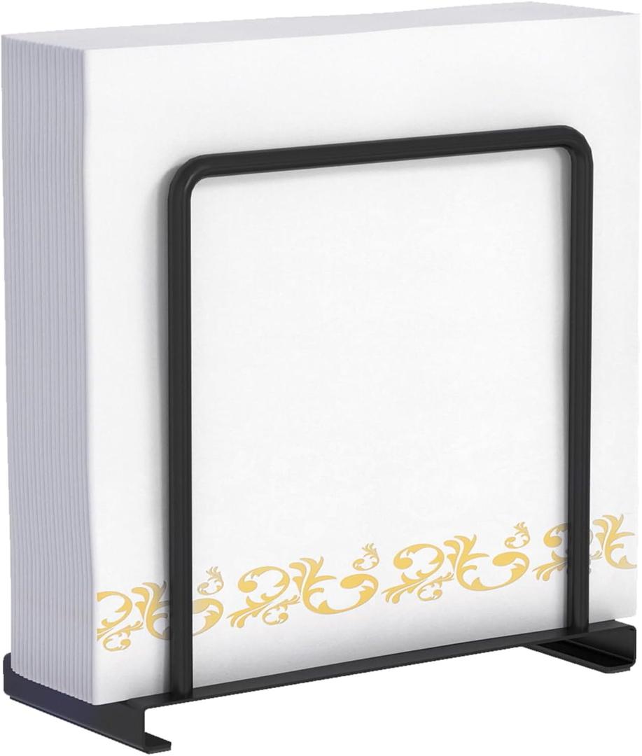 Napkin Holder for Table, Metal Napkin Holder for Kitchen Dining, Standing Paper Napkin Storage for Table Countertop, Black