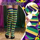 Striped Thigh High Socks, Halloween Witch Stockings Costume Accessories for Women, Over Knee High Socks Leg Warmers (Yellow/Green/Purple)