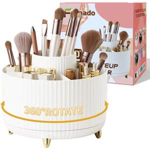 360° Rotating Makeup Organizer Countertop, Lazy Susan Organizer, Makeup organization Skincare Storage for Vanity, Desktop, Bathroom (Rotate Makeup Organizer Large-White)