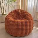 LIFEREVO Fluffy Faux Rabbit Fur Bean Bag Cover (No Filler), Cozy Fuzzy Stuffed Animal Storage Bubble Large Bean Bag Chair for Plush Toys, Shaggy Furry Beanbag Cover Kids Girls Adults 3ft, Burnt Orange (Large(38"x38"x40"))