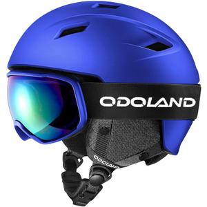 Odoland Ski Helmet and Goggles Set, Snowboard Helmet Glasses for Men, Women & Youth - Shockproof/Windproof Gear for Skiing, Snowboarding (M(55-59cm/21.65-23.23''), Klein Blue)