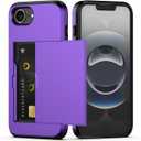 Nvollnoe for iPhone 17e Case, iPhone 16e Case with Card Holder Dual Layer Heavy Duty Protective Hidden Card Slot Slim Wallet Cover for iPhone 16e/17e 6.1''(Purple)