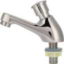 Basin Faucet, G1/2 Self Closing Single Cold Type Water Faucet, Time Delay Push Button Sink Water Saving Tap for Bathroom Kitchen Hotel