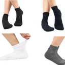 MANARC Women Cotton Ankle Socks Soft Comfortable Durable Breathable Reinforced Double Layer Cushioned (XX-Large, White, Blue, Light Grey (3 Pairs))