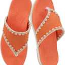 ONCAI Women's Flip Flops Classic Square Toe Yoga Mat Flat Dressy Summer Beach Slide Sandals for Woman Walking Fashion Comfort Ladies Thong Sandals Soft Cushion Rubber Sole US Size 6-11