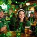 St. Patrick's Day Headband for Women, Lucky Shamrock Hair Accessory with Rhinestones, Green Crystal Knotted Hairband for Irish Holiday, Parade & Party