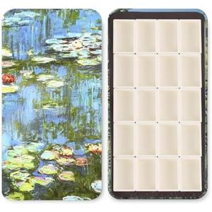 Watercolor Tin Palette Paint Case with 20Pcs Full Pans, Magnetic Stripe, Metal Art Paint Mixing Tray, Portable Empty Paint Box for DIY Watercolor Oils or Acrylics