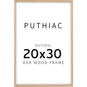 puthiac 20x30 Solid Oak Wood Picture Frame, 20 x 30 Poster Frames for Wall, Vertical or Horizontal, Plexi Front, 1 Pack, Natural Oak