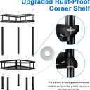 FJNATINH Corner Shower Caddy - 2 Tier Bathroom Counter Organizer Corner Shelf Metal Floor Corner Shower Stand Rack for Bathroom Vanity Organizers and Storage Kitchen Counter Shelf Organizer (Black)