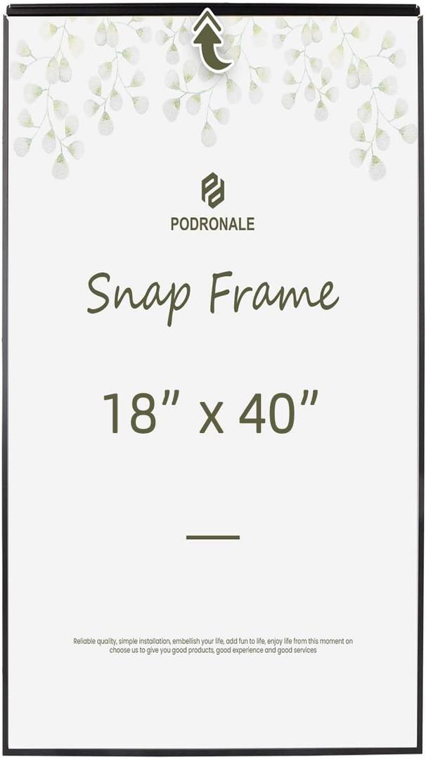 18x40 Poster frame, Plexiglass, Black Snap Frames, Coating Aluminum Profile, Display Horizontally & Vertically(1PCS)