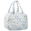 WOBAGMEN Quilted Lunch Box for Women,Insulated Cute Reusable Lunch Bag with Front Pocket,Pink Flower Stylish Lunch Tote Bag for Work, Office,Picnic, Travel,School (blue floral)