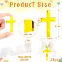 24 Pcs Baptism Acrylic Cross Tags Baptism Favors Cross with White Ribbon Gold Acrylic Cross Gift Bow Tag for Holy Water Bottles Decor, Birthday, Baby Shower, Christian Decor