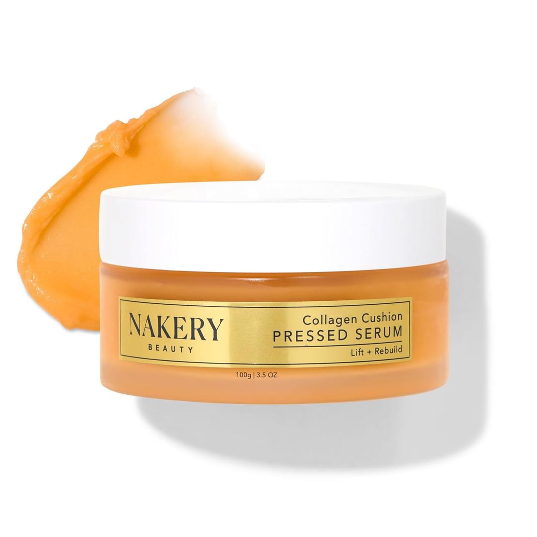 Nakery Collagen Cushion Pressed Serum, Anti Aging Face Cream and Hydrating Serum with Retinol and Peptides, Skin Tightening Cream for Wrinkles and Stretch Marks, Smooths Texture, Made in USA