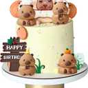 LaVenty Capybara Cake Toppers Mini Blowfish Party Supplies for Capybara Birthday Party Supplies Baby Shower Party Favors