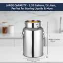 Stainless Steel Milk Can, 1.32 Gallon Milk Bucket with Sealed Lid Milk Jug Large Capacity Milk Pail, Milk Jug Goat Milking Supplies