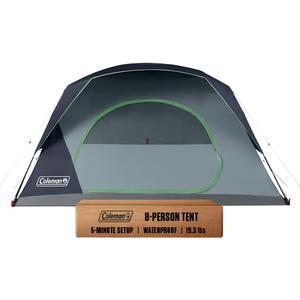 Coleman Skydome Tent with 5 Minute Setup, 2/4/6/8-Person Weatherproof Tent with Rainfly & Carry Bag, 20% More Headroom Than Traditional Canopies (Pfas-free, Blue)