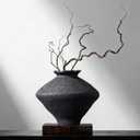 Wabi Sabi Vase, 11.5" Wabi Sabi Decor Rustic Vase, Black Ceramic Vase for Centerpiece, Vintage Farmhouse Decor for Home Decorative, Table, Living Room, Bedroom, Bathroom, Kitchen