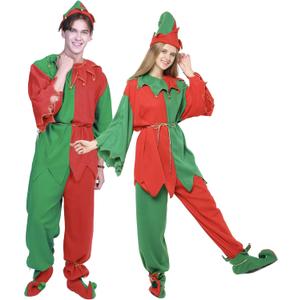 EraSpooky Christmas Elf Costumes Men Women Adults Xmas Santa Outfit Suit Festive Dress Up Funny Cosplay Party (Large)