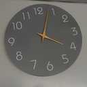 Mosewa Wall Clock 14 Inch Gray Battery Operated Silent Non Ticking Simple Modern Wood Clock Decorative for Bedroom Living Room Kitchen Home Office