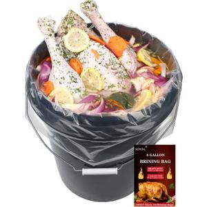 Turkey Brining Bags,20x27.5in,Food Grade 5 Gallon Bucket Liner,Great For Storage Food, Heavier Duty Materials, Leak Proof Brining Bags for Turkey, Chicken, Beef, Thanksgiving, Set of 10pcs(No BPA)